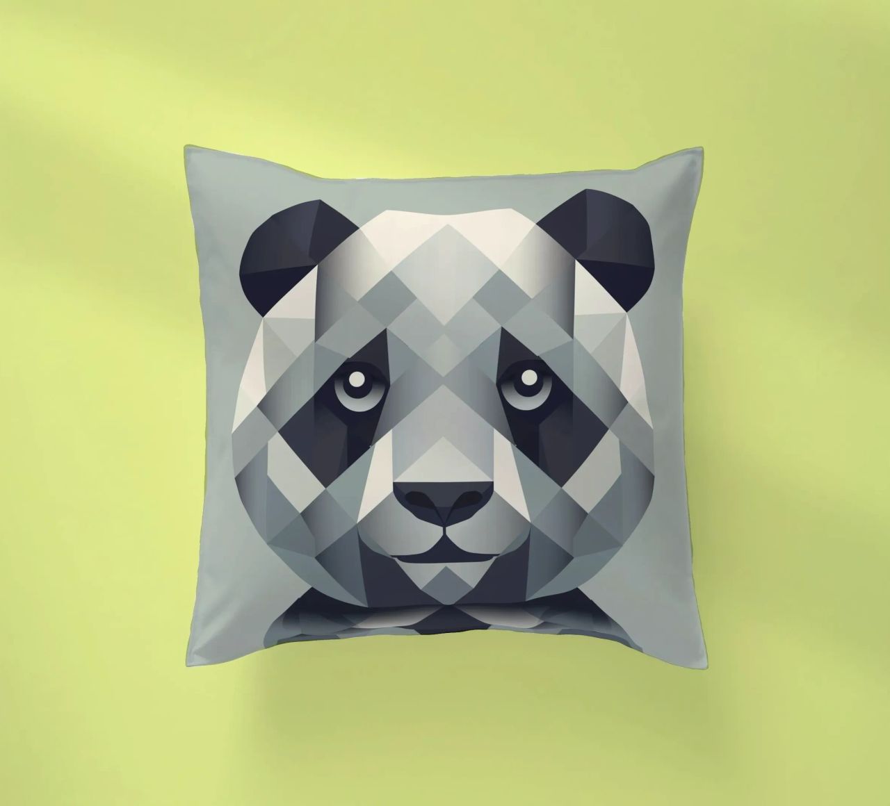 Une force douce : le panda dans l'art géométrique coussin de namosh