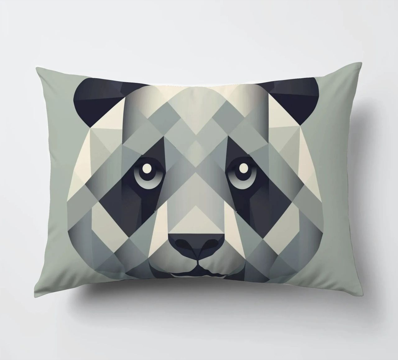 Une force douce : le panda dans l'art géométrique coussin de namosh