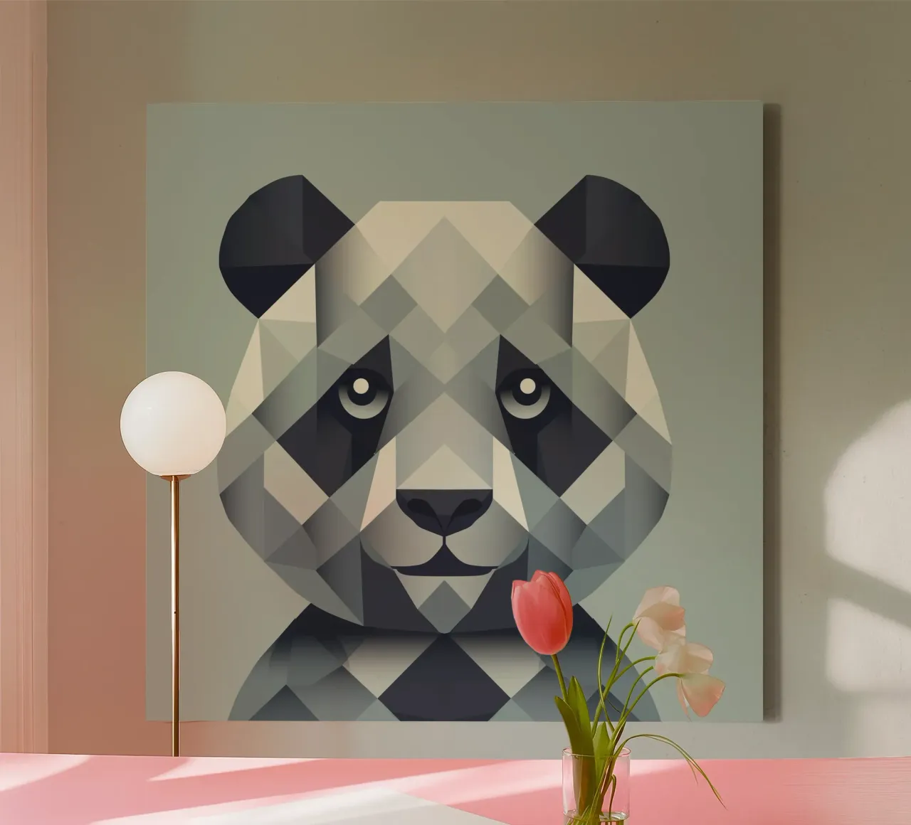 Une force douce : le panda dans l'art géométrique toile avec Caisse américaine de namosh