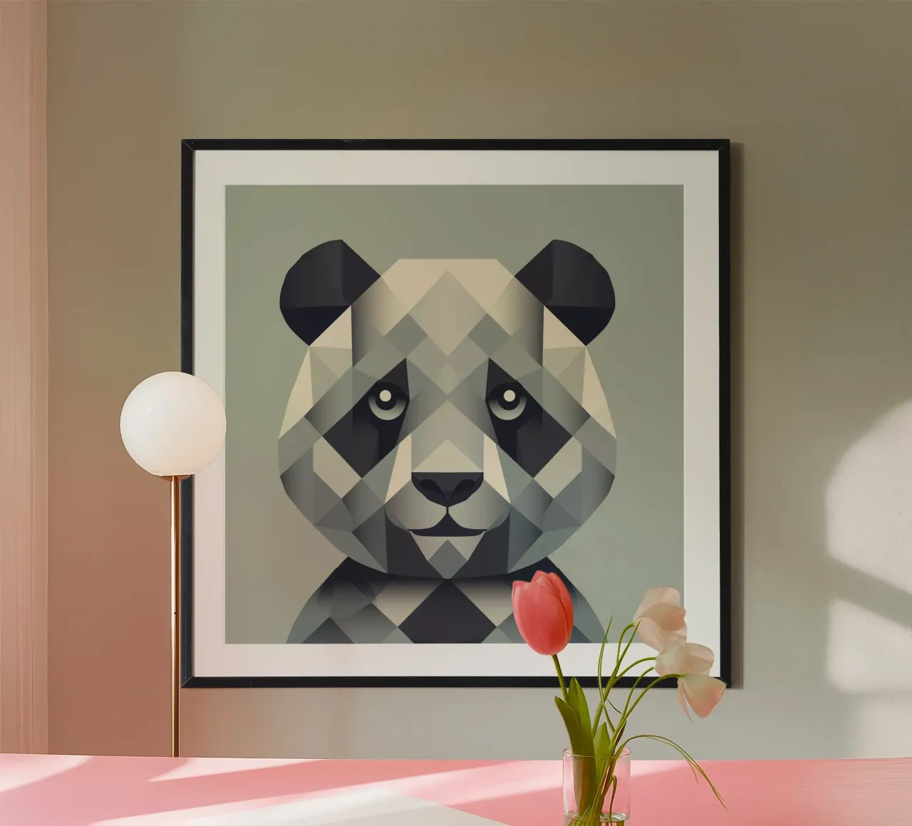 Potenza gentile: il panda nell'arte geometrica poster da namosh