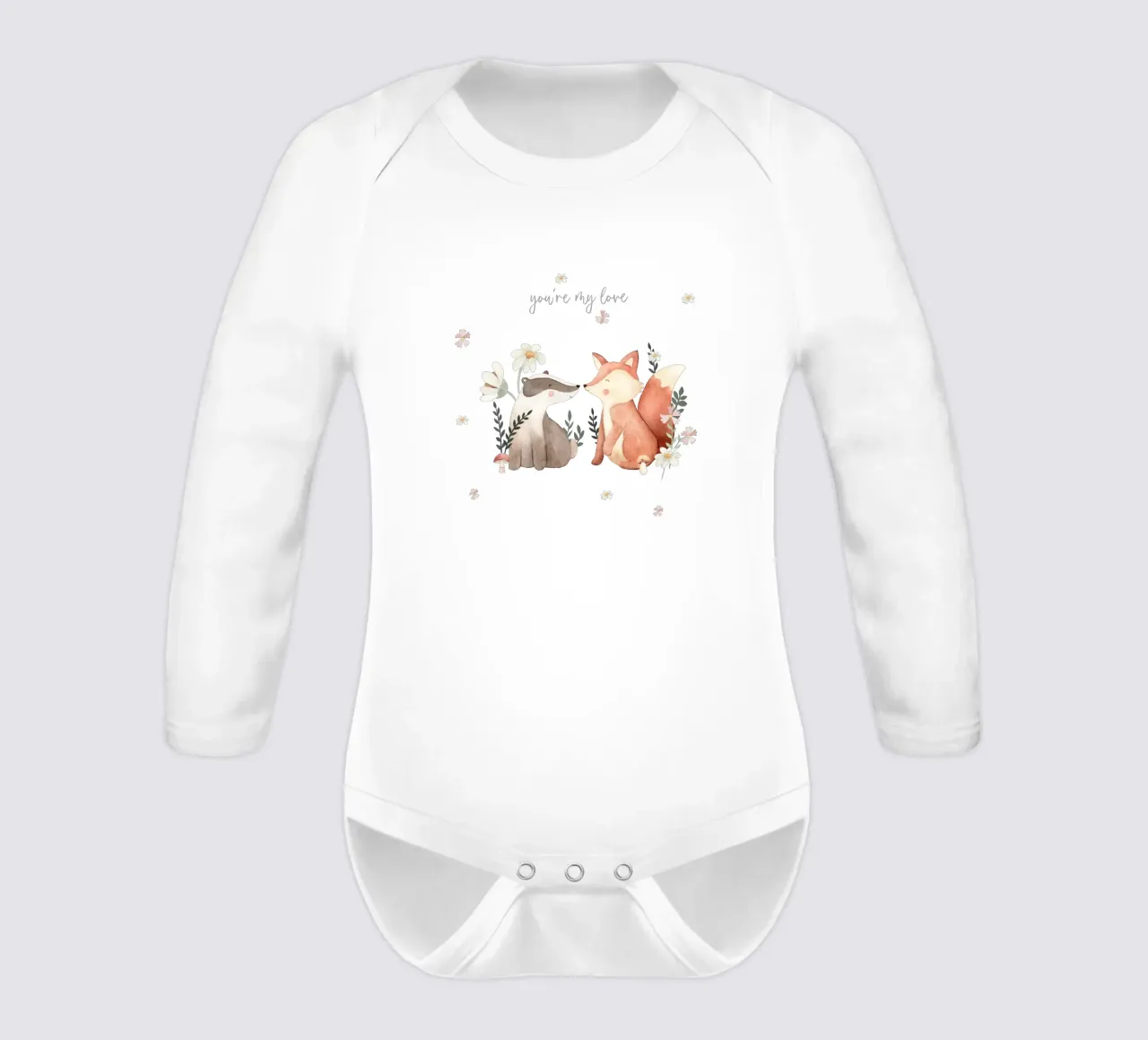 Fox & Badger long-sleeve baby romper by Sabrina Ziegenhorn