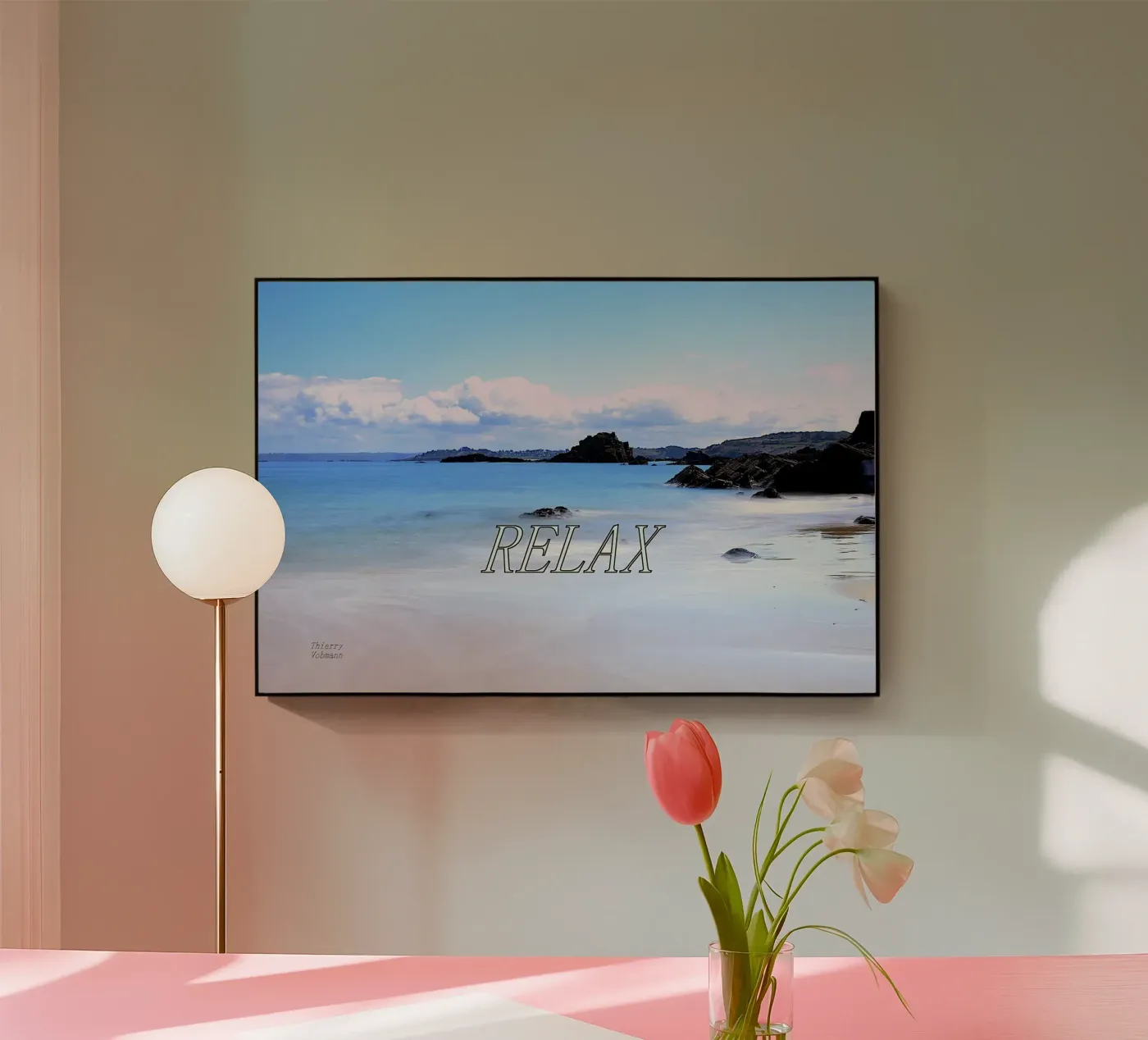 RELAX acrylic glass by TYPOGRAPHY AND GENERATED BY AI