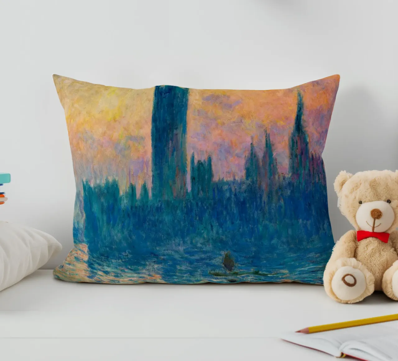 Claude Monet - Il Palazzo del Parlamento, tramonto cuscino da William Store