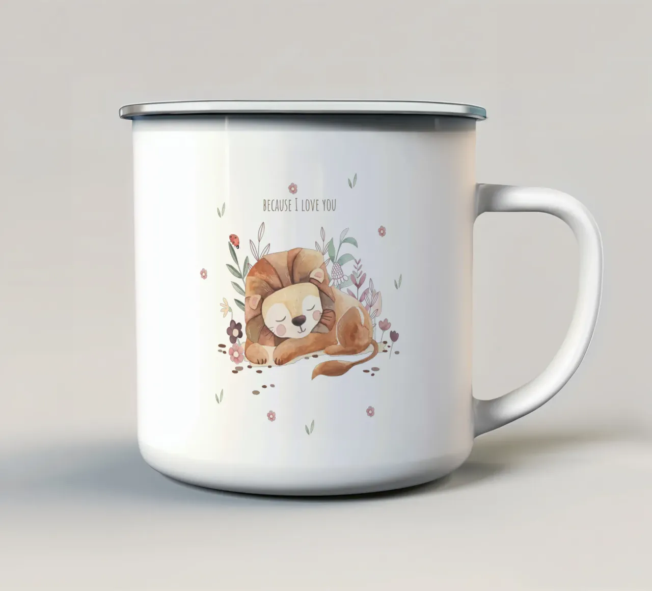 Pequeño león taza de esmalte de Sabrina Ziegenhorn