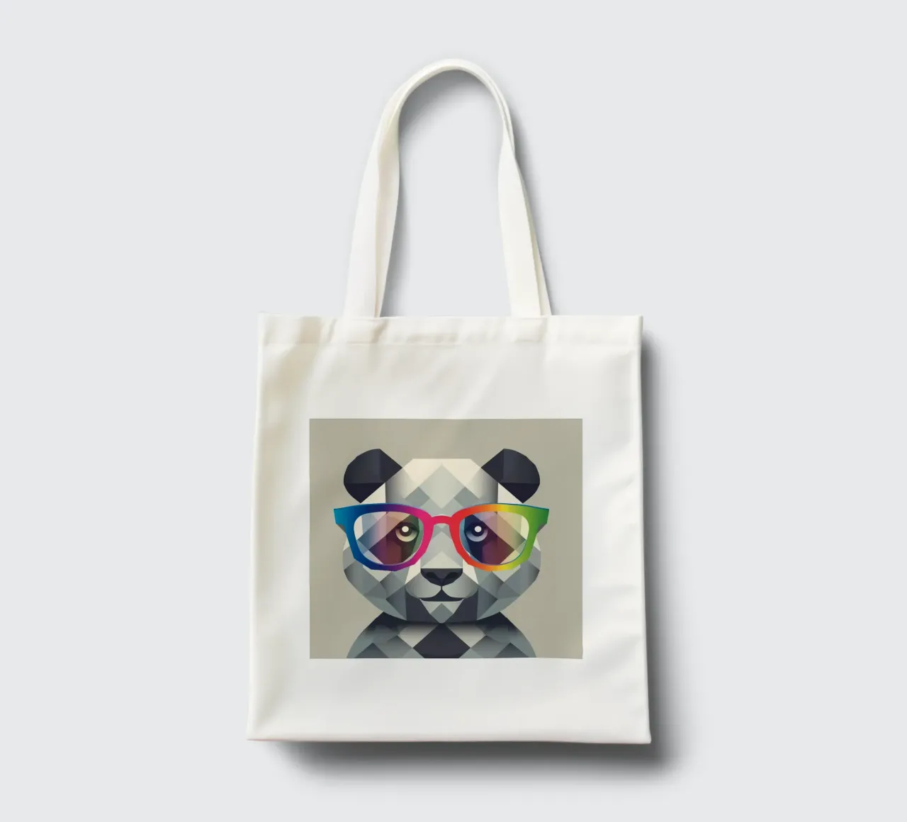 Coole panda: geometrische stijl ontmoet kleurrijke bril jute draagtas van namosh