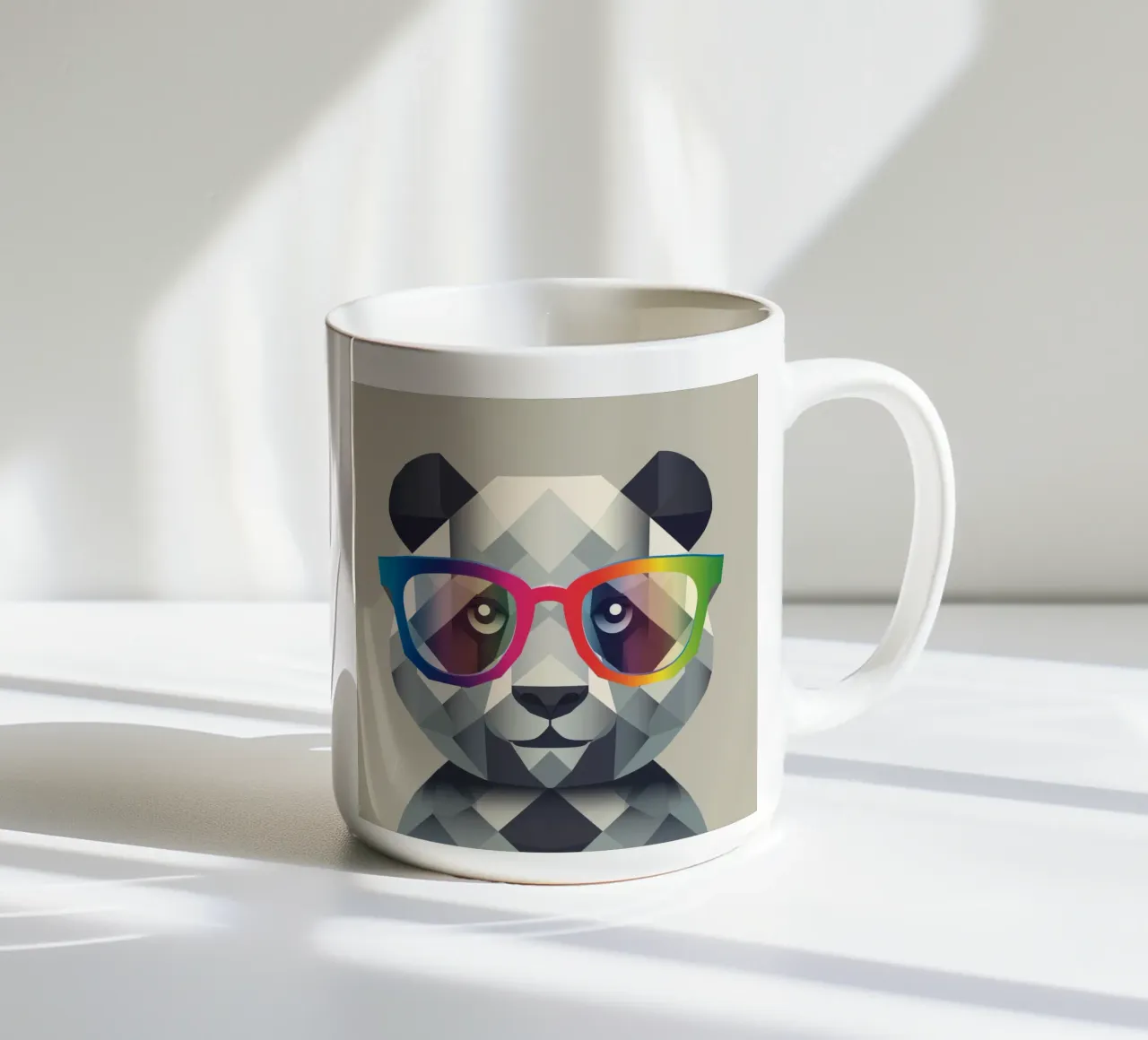 Cool panda: lo stile geometrico incontra gli occhiali colorati tazza in ceramica da namosh