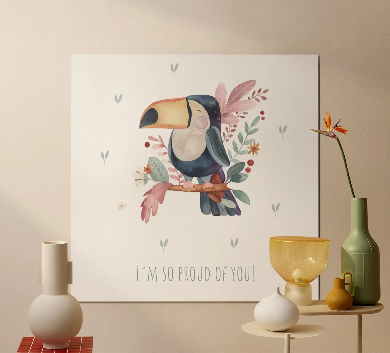 Tukan poster con telaio in legno da Sabrina Ziegenhorn