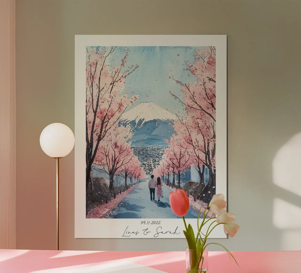 Anniversario dei ciliegi in fiore poster con telaio in alluminio da Sugoi