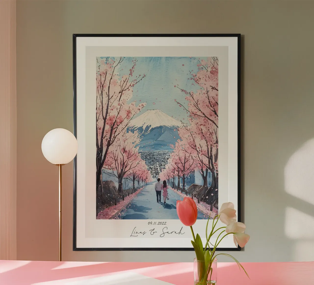 Anniversario dei ciliegi in fiore poster con telaio in alluminio da Sugoi
