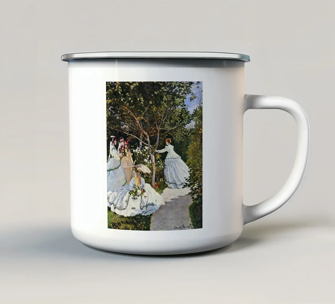 Claude Monet - Donne in giardino tazza in smalto da William Store
