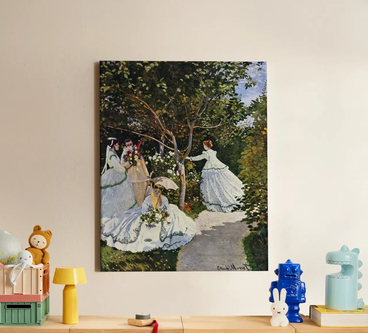 Claude Monet - Donne in giardino tela con Cornice a cassetta da William Store