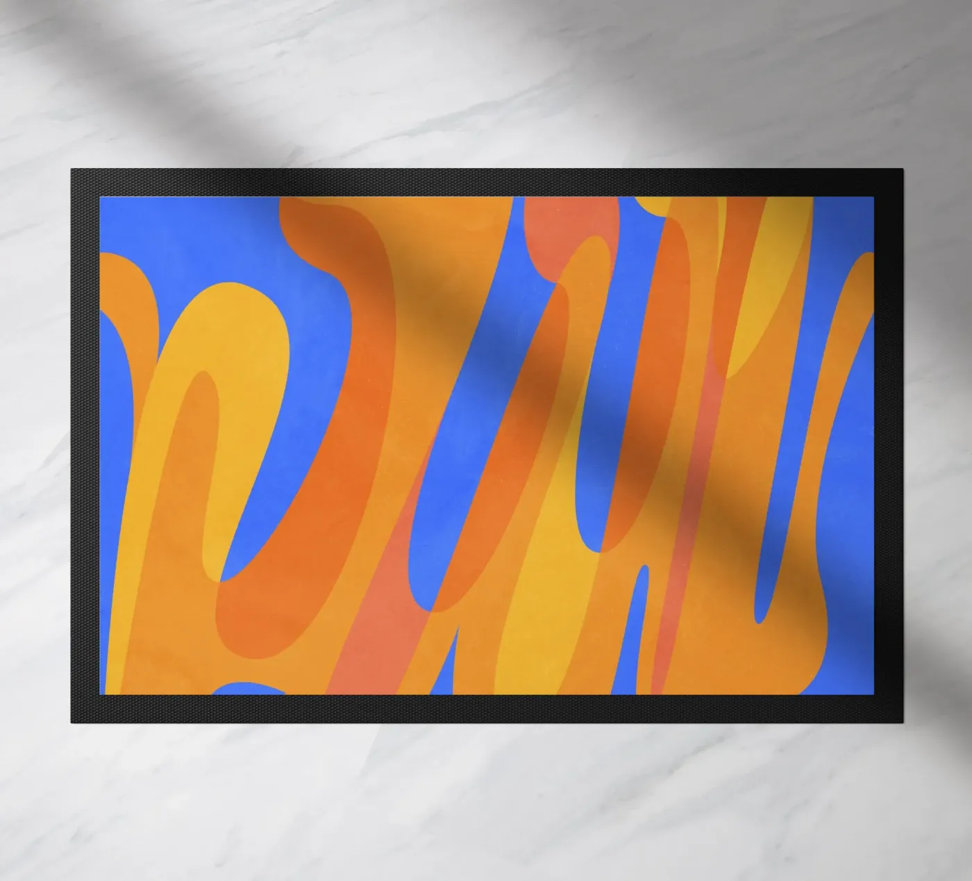 orange blues doormat by Abstract Joy