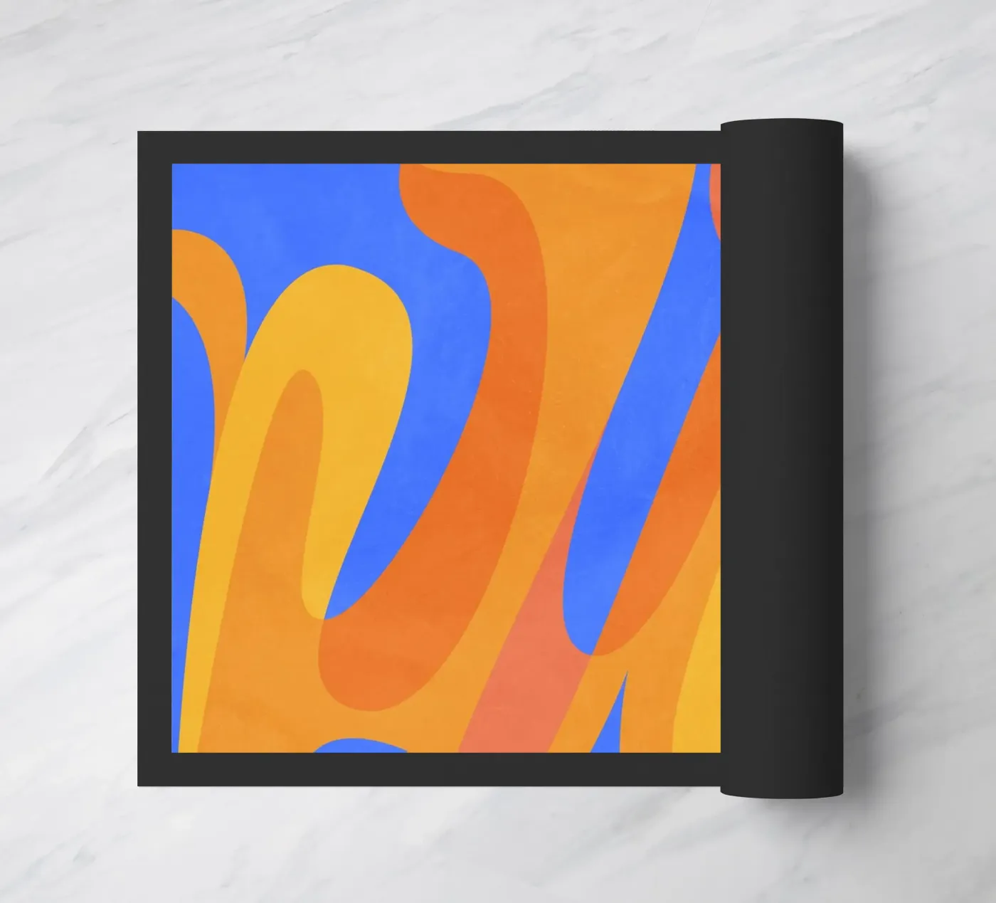 orange blues doormat by Abstract Joy