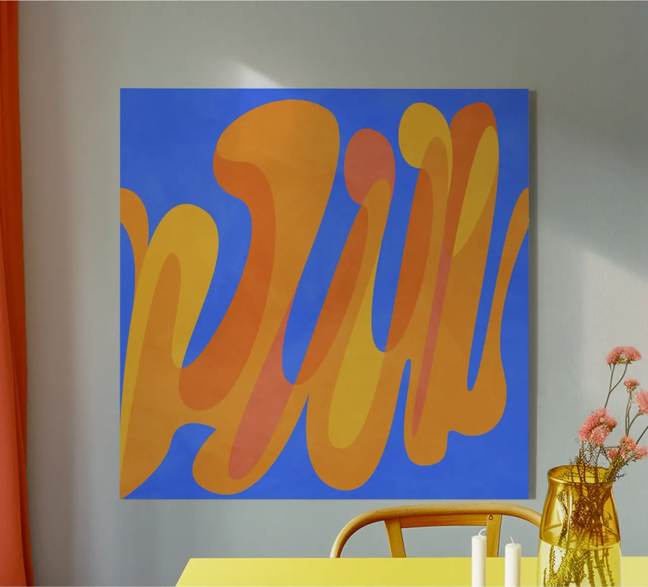 orange blues acryl van Abstract 888