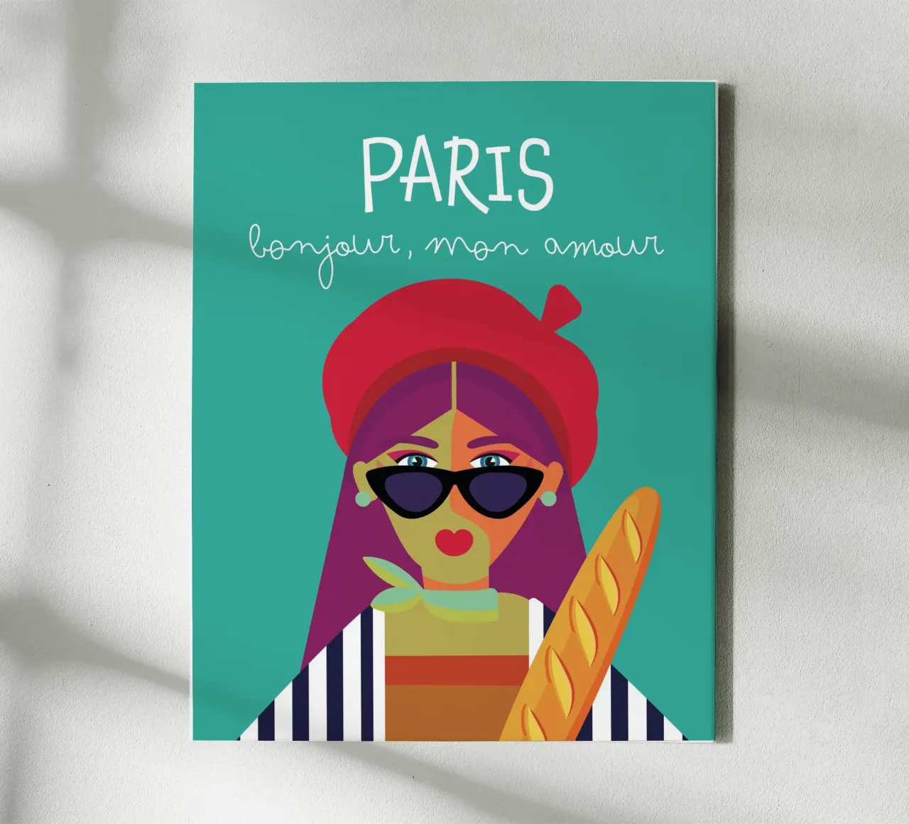Paris Bonjour, Mon Amour | Pop Colors canvas with Floater frame by Ana Paniagua Design