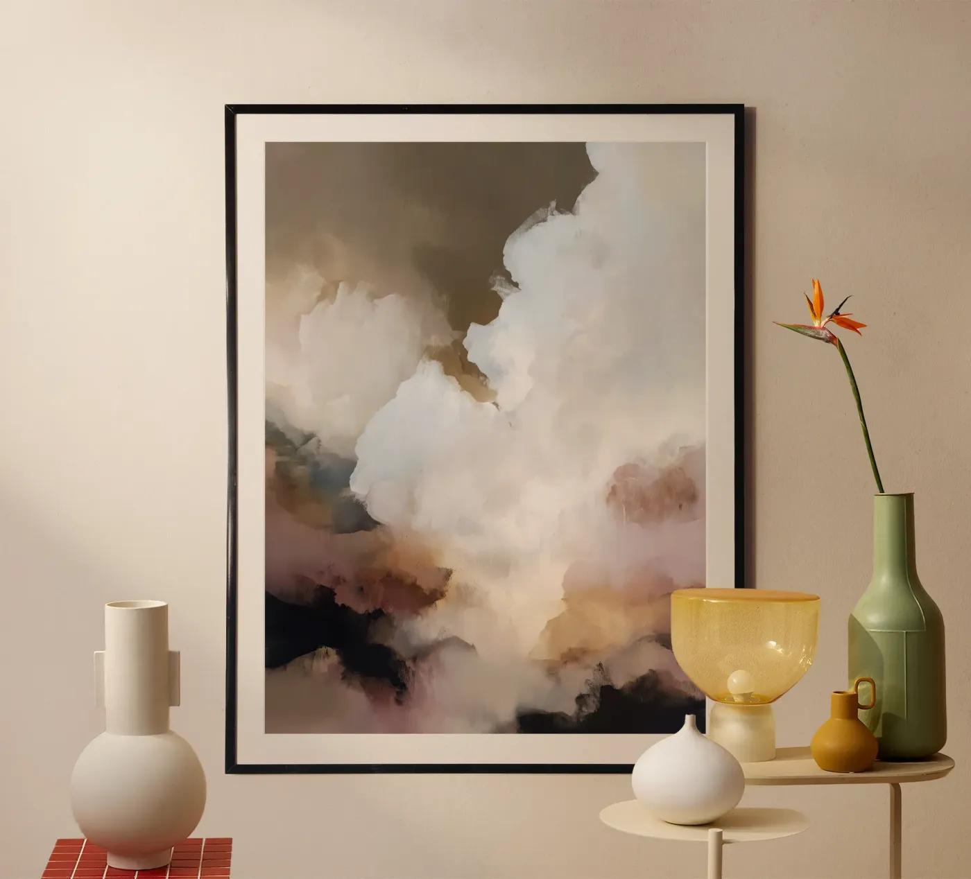 Soft Neutral Cloud Abstract poster van Hazia
