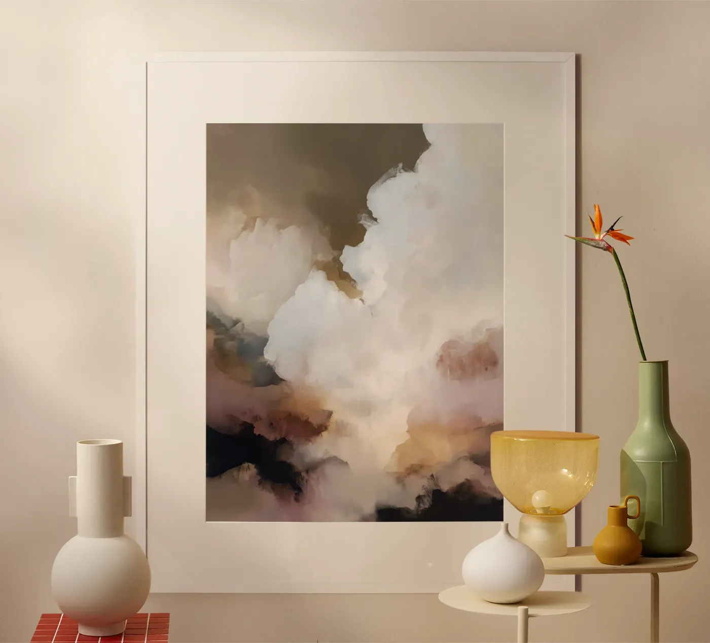Soft Neutral Cloud Abstract poster van Hazia