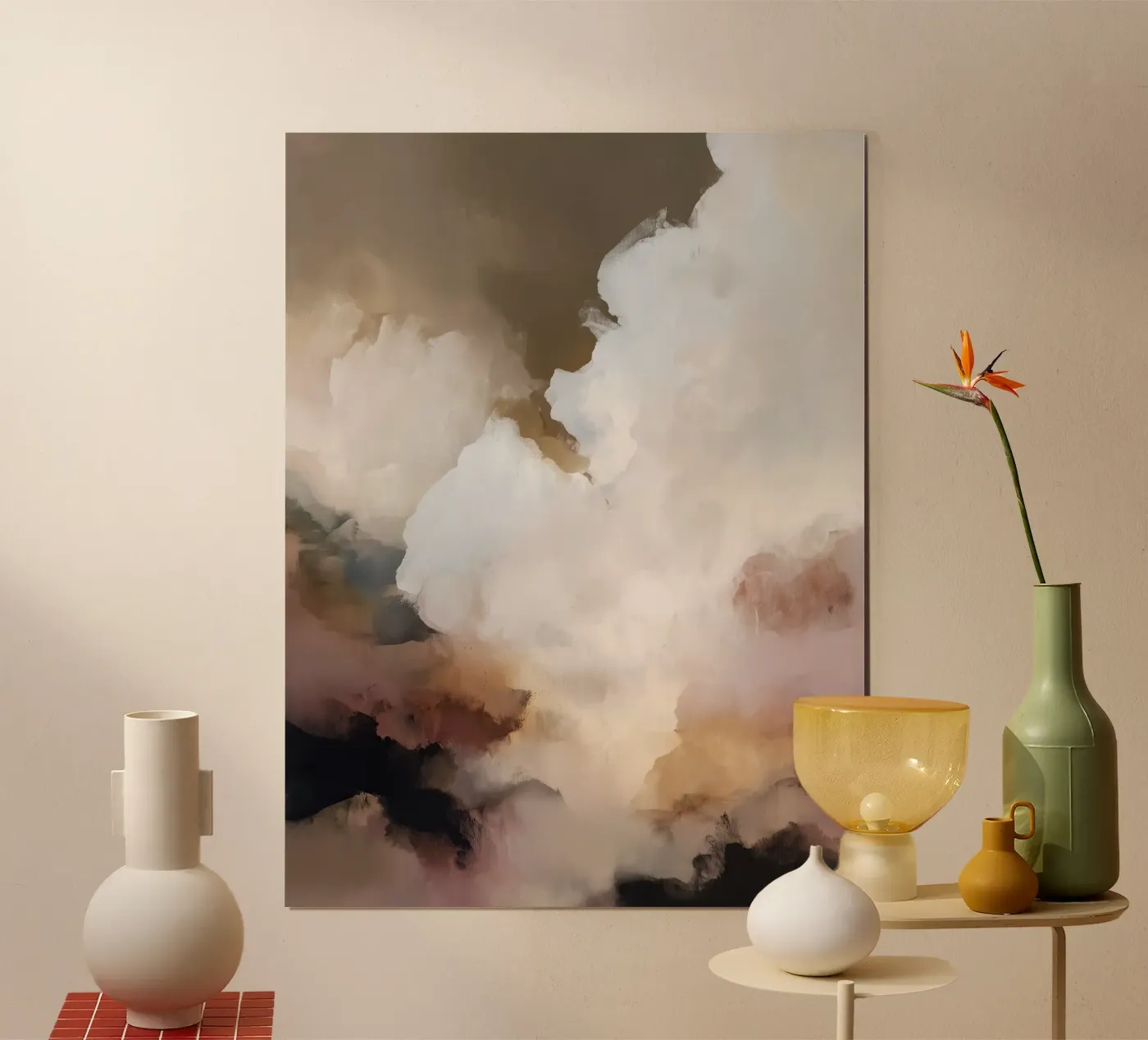 Soft Neutral Cloud Abstract poster van Hazia