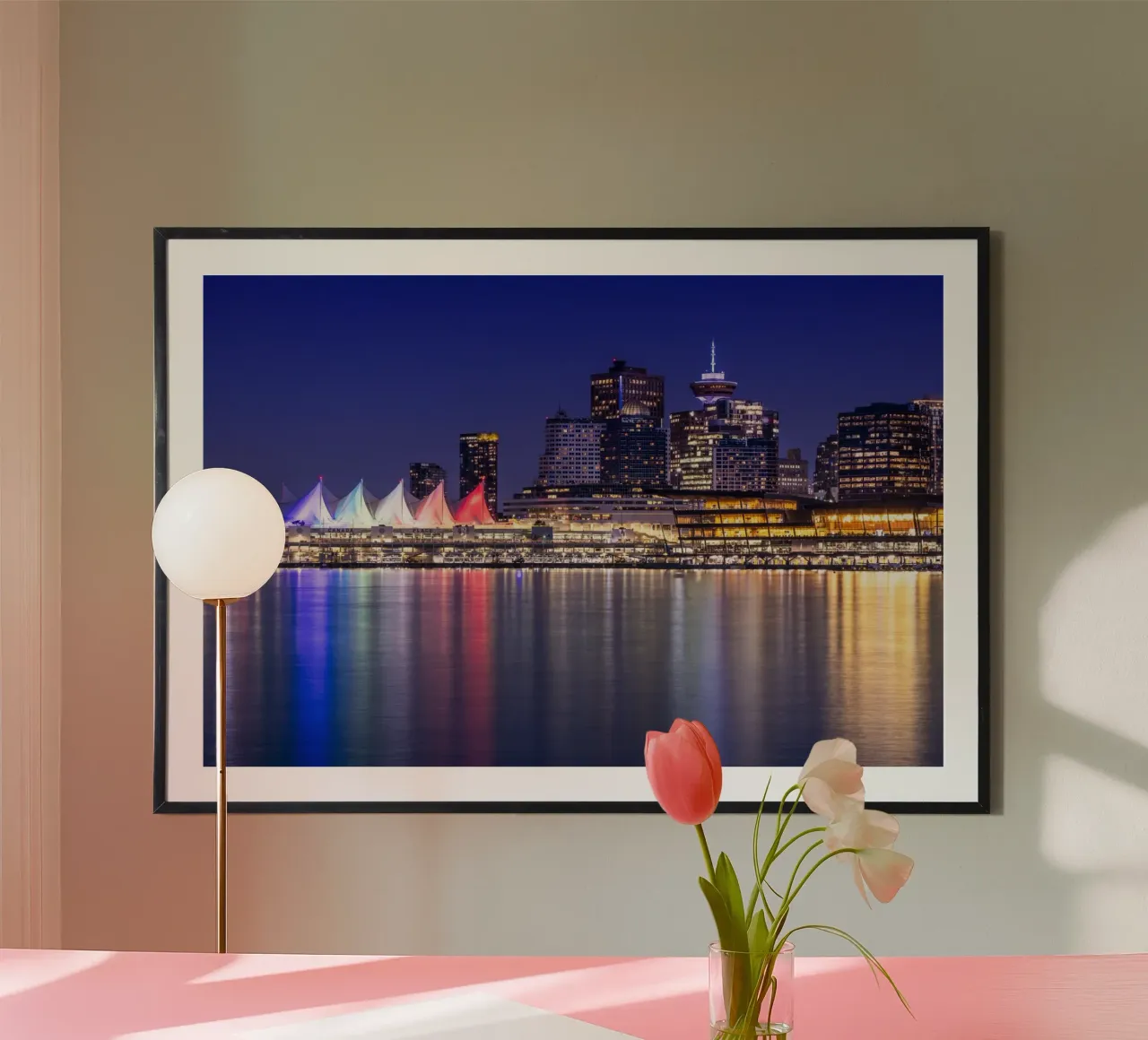 Incantevole impressione serale da Vancouver poster con telaio in alluminio da Melanie Viola