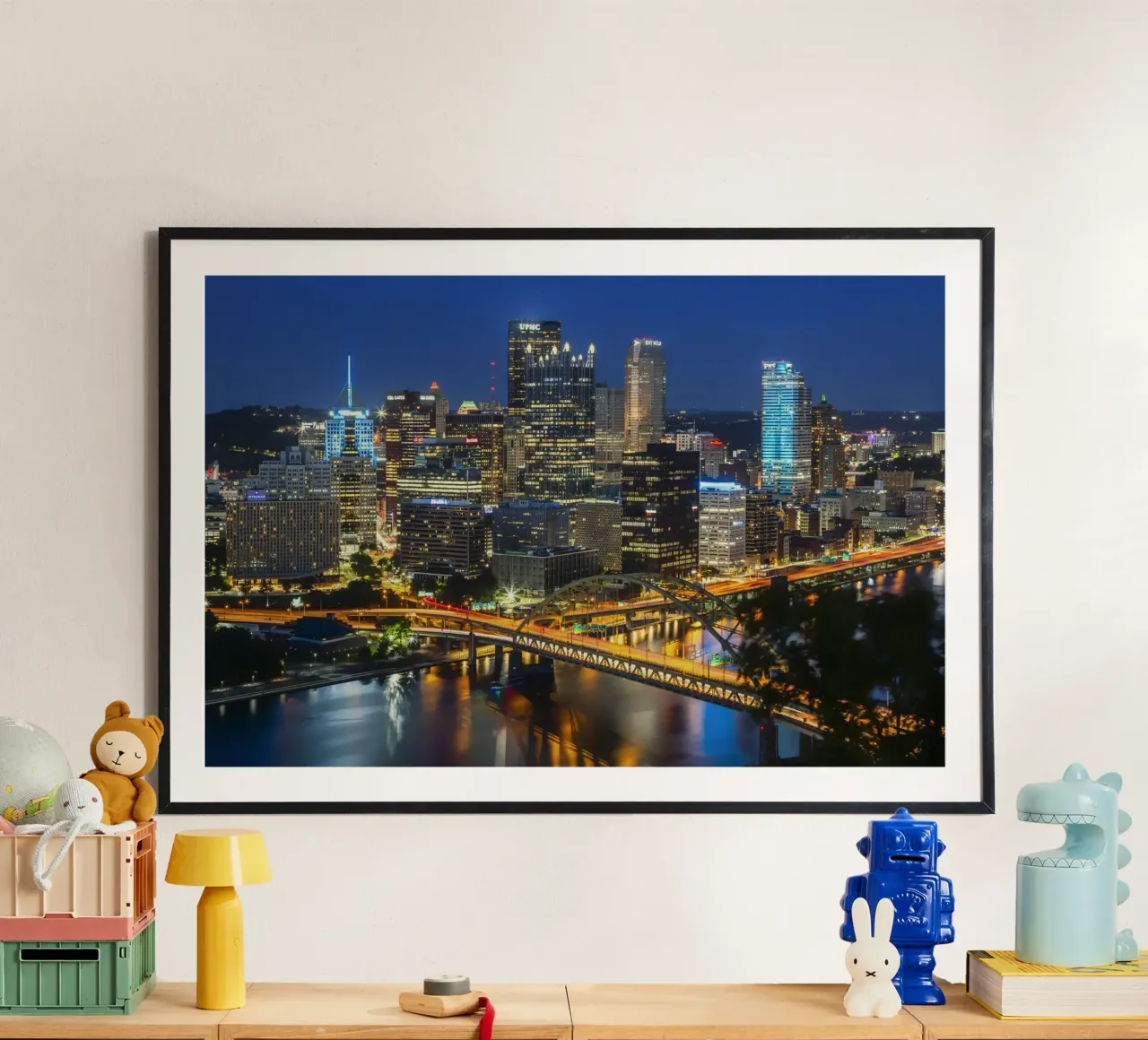 Traumhafte Skyline von Pittsburgh am Abend carta hahnemühle da Melanie Viola