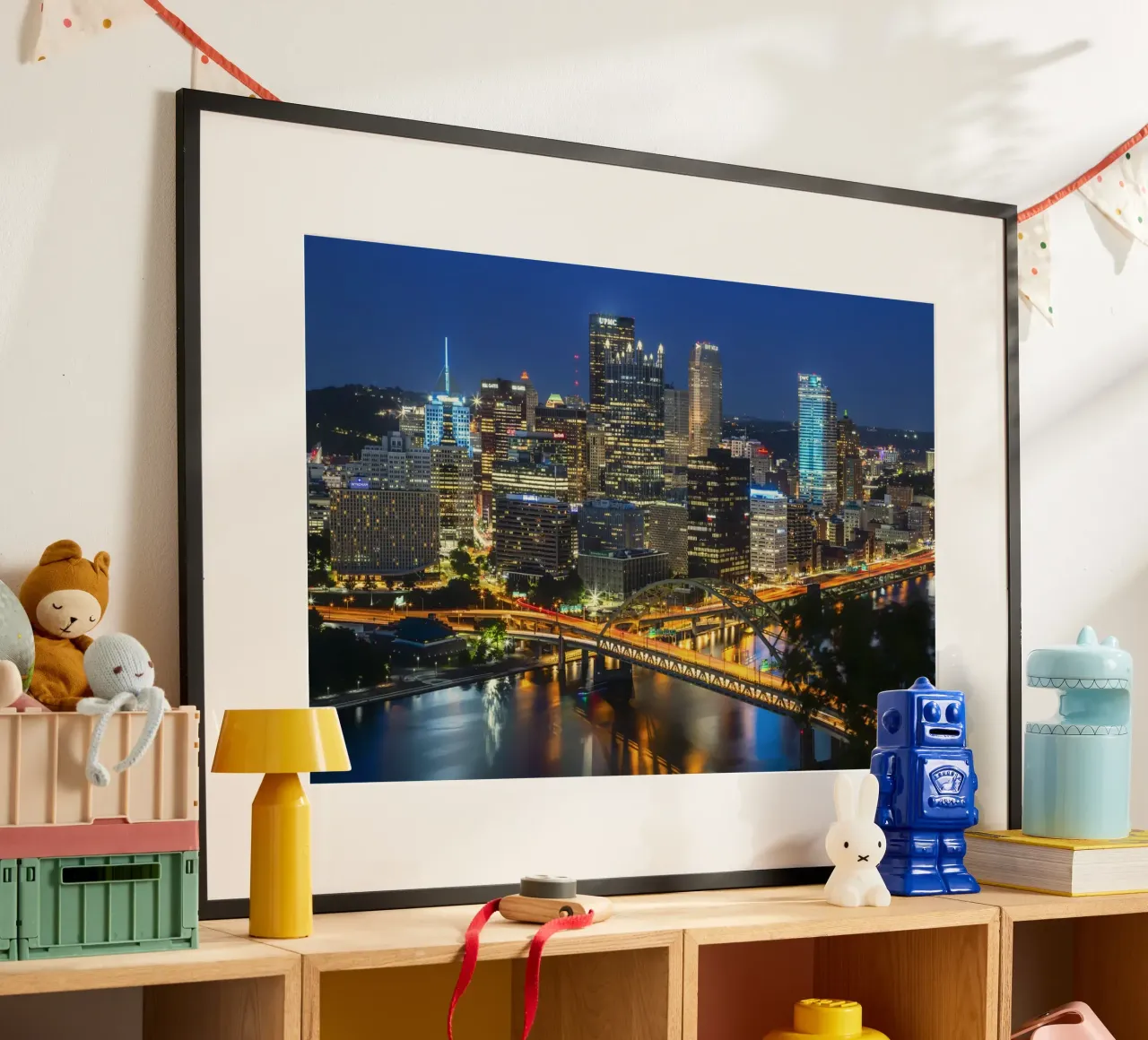 Traumhafte Skyline von Pittsburgh am Abend carta hahnemühle da Melanie Viola