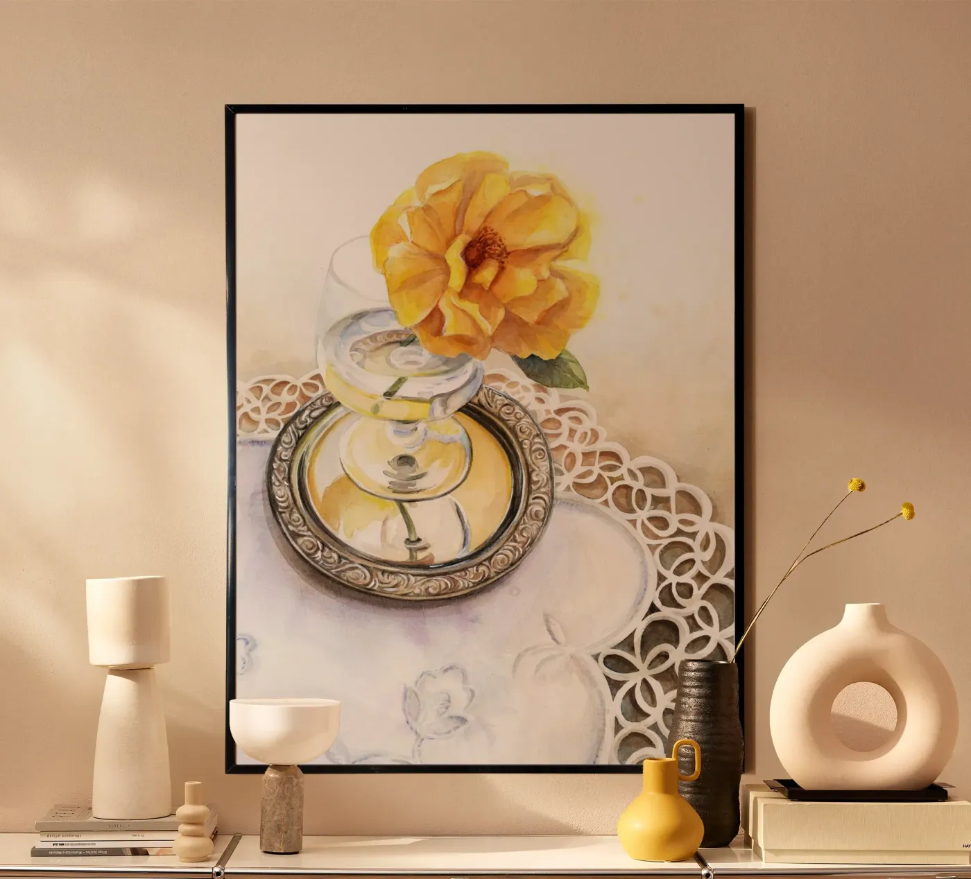 Acquerello "Rosa gialla" poster da DoroKaiser