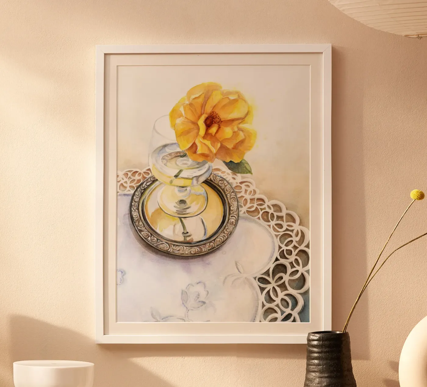 Acquerello "Rosa gialla" poster da DoroKaiser