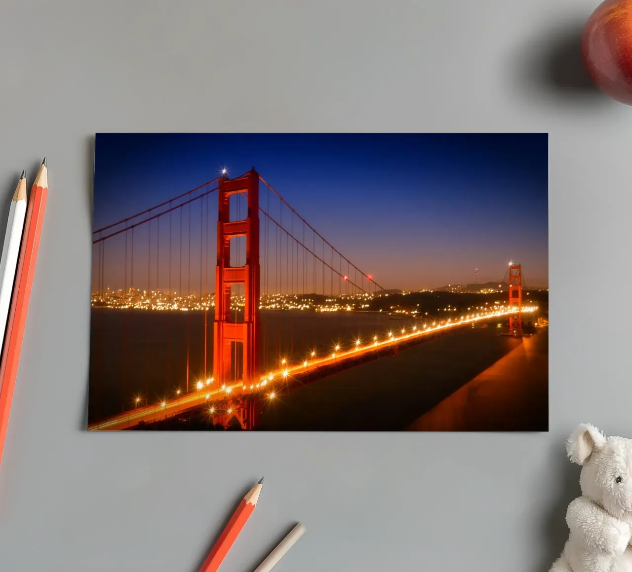 Golden Gate Bridge am Abend Stickerbogen von Melanie Viola