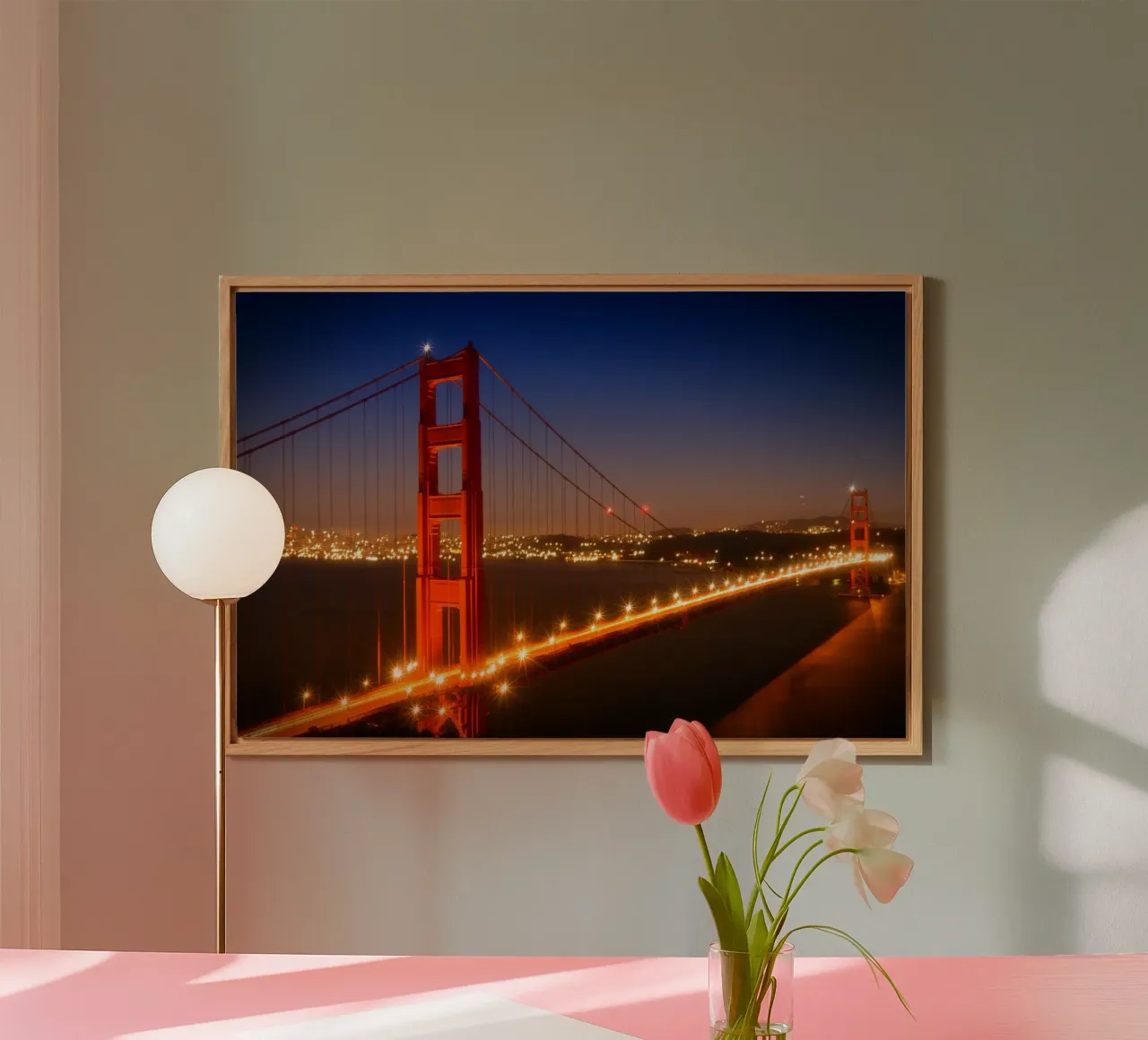 Il Golden Gate Bridge di sera alluminio dibond da Melanie Viola