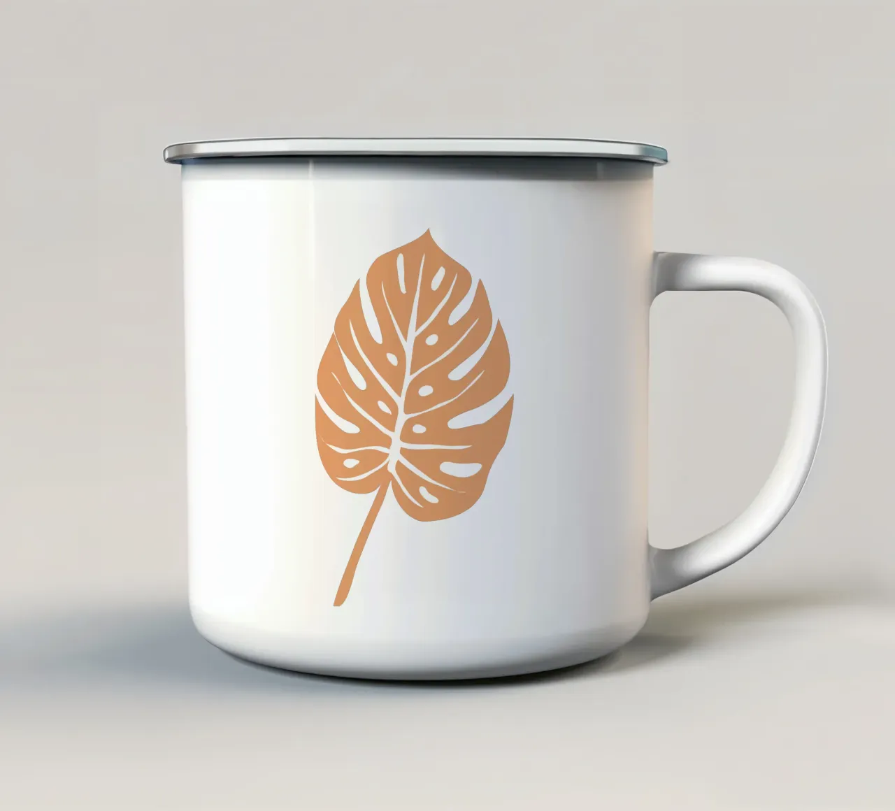 Orange Monstera Leaf tazza in smalto da anisillustration