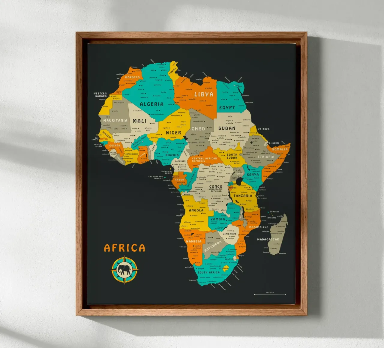 Africa Map tela con Cornice a cassetta da Jazzberry Blue