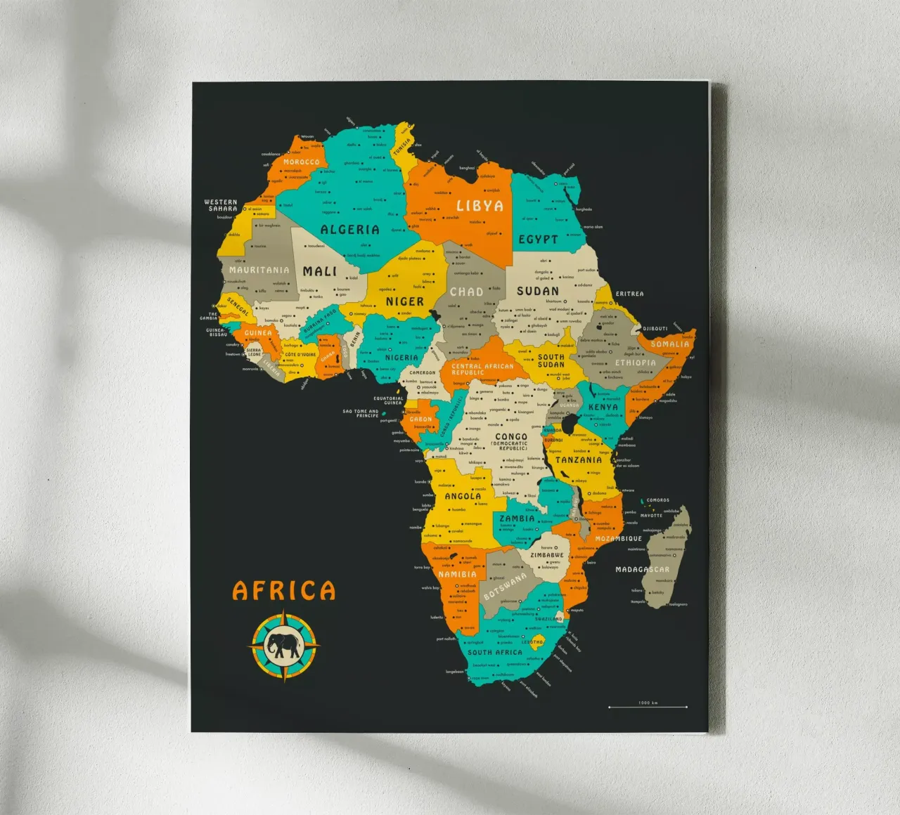 Africa Map tela con Cornice a cassetta da Jazzberry Blue
