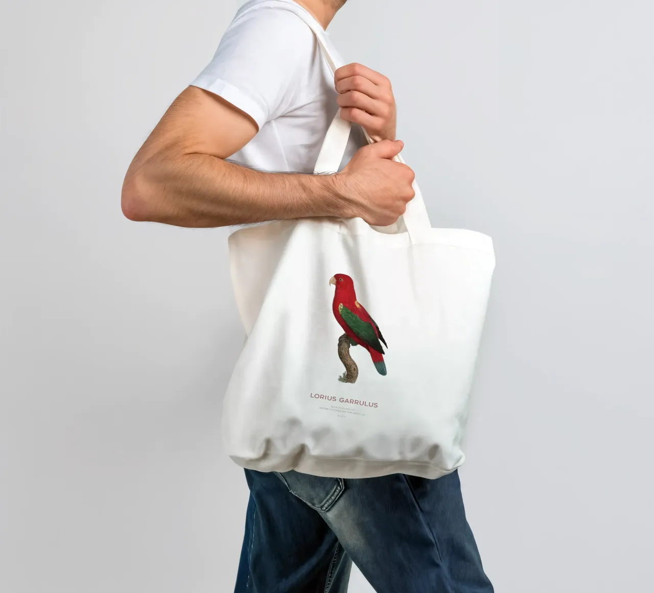 Lorius Garrulus o Lorius Garrulus borsa in juta da Vintagrafica