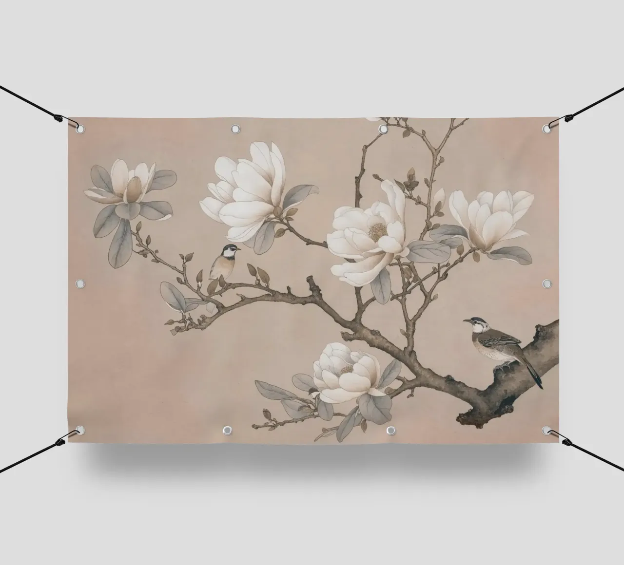 Chinoiserie Magnolia And Bird telo in pvc da Andrea Haase Vintage World