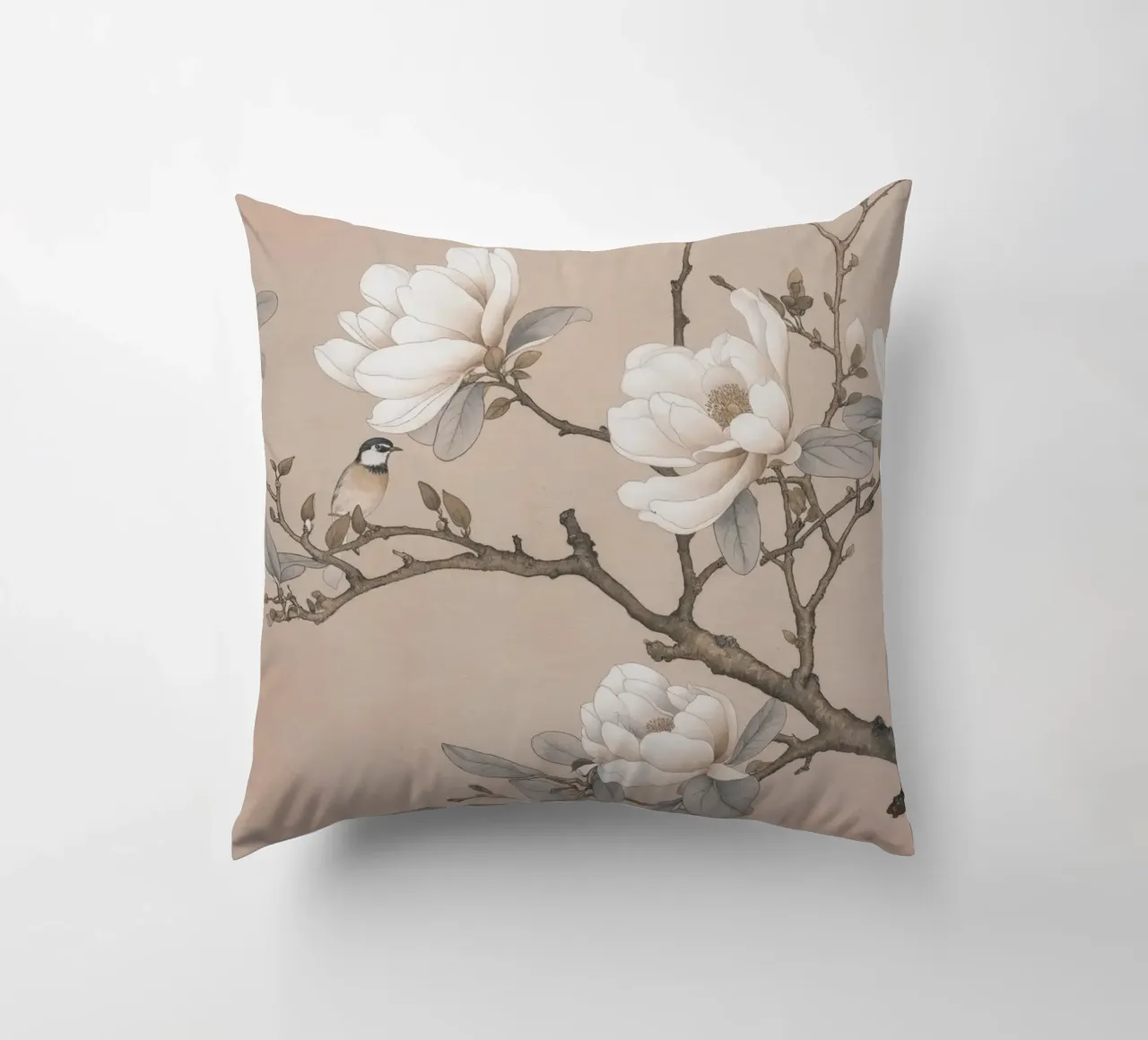 Chinoiserie Magnolia And Bird cuscino da Andrea Haase Vintage World