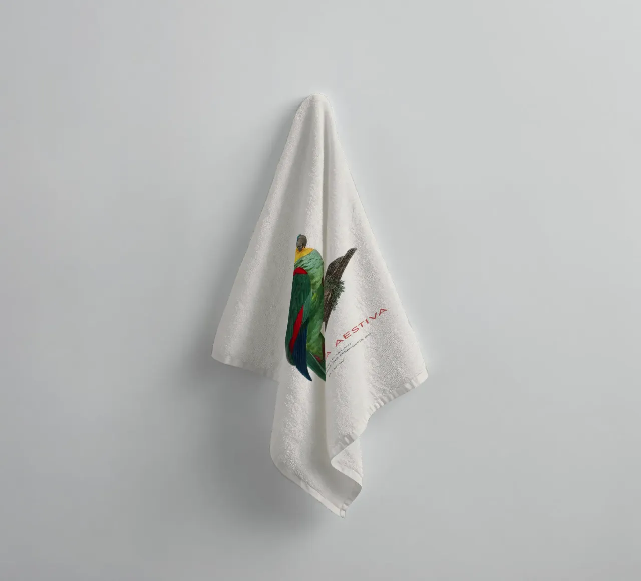 Turquoise-fronted amazon or Amazona Aestiva towel by Vintagrafica