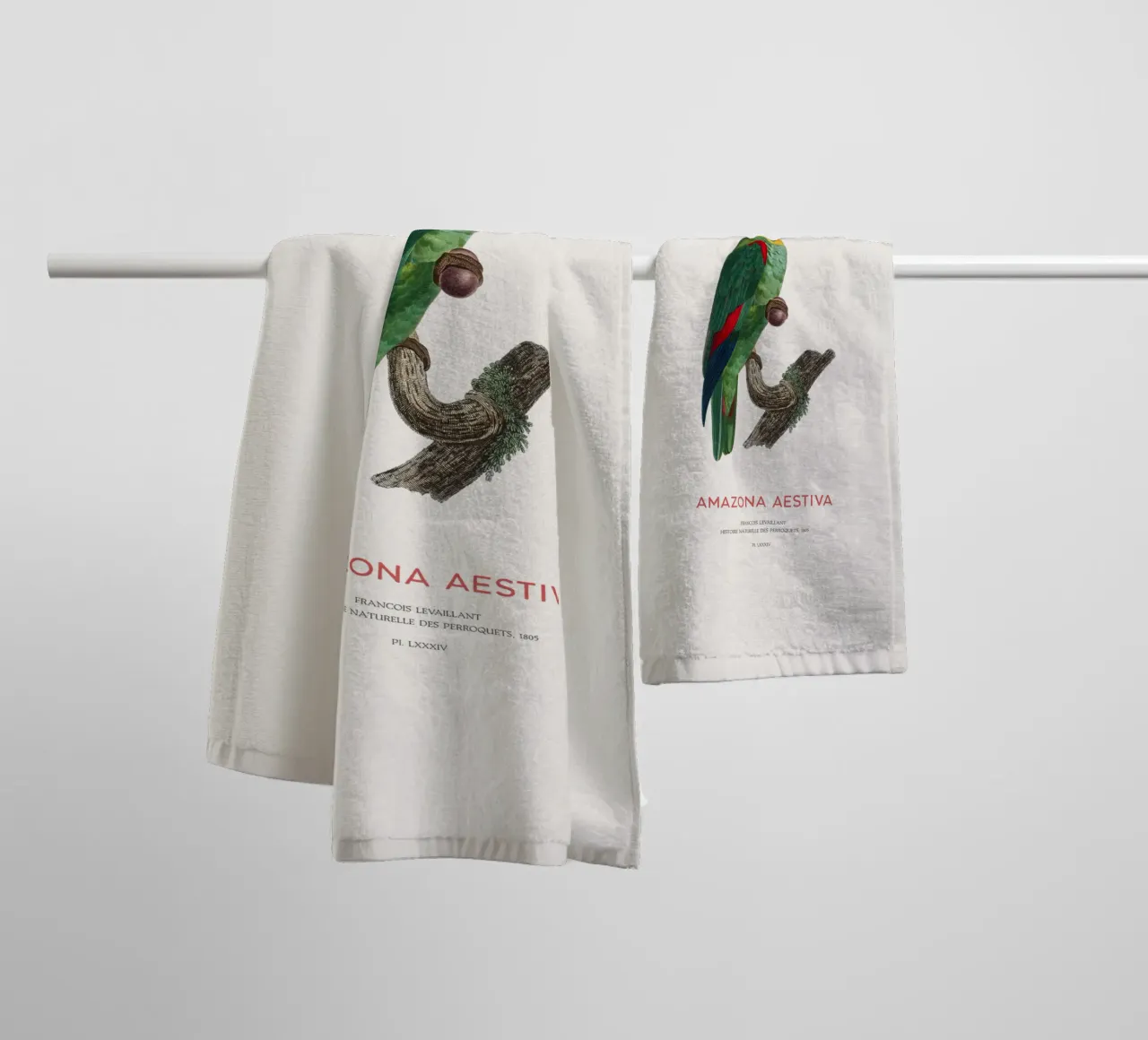 Turquoise-fronted amazon or Amazona Aestiva towel by Vintagrafica