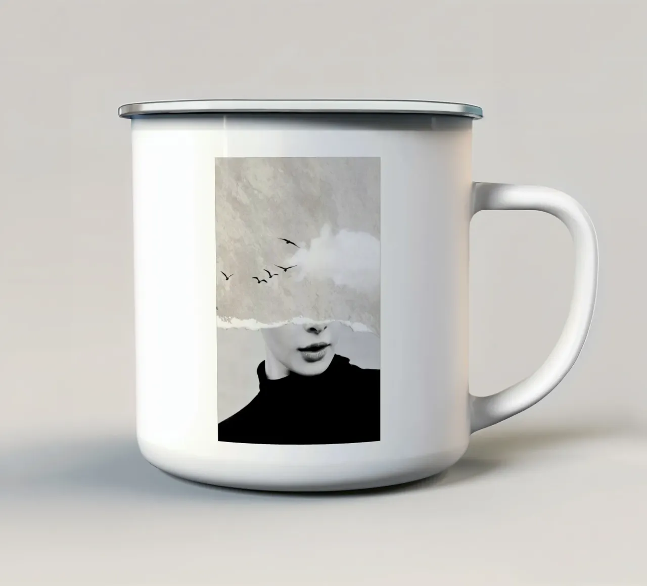collage minimo silenzio tazza in smalto da dada22