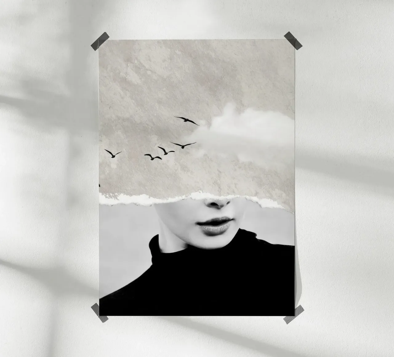 collage minimo silenzio poster con telaio in alluminio da dada22