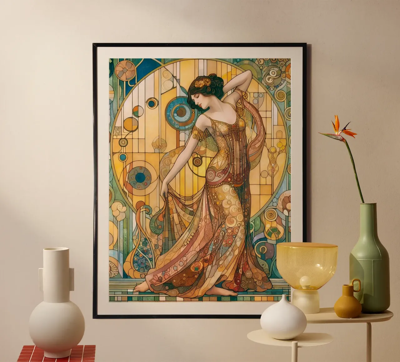 Il ballerino poster con telaio in plastica da Art-Nouveau-Dsg