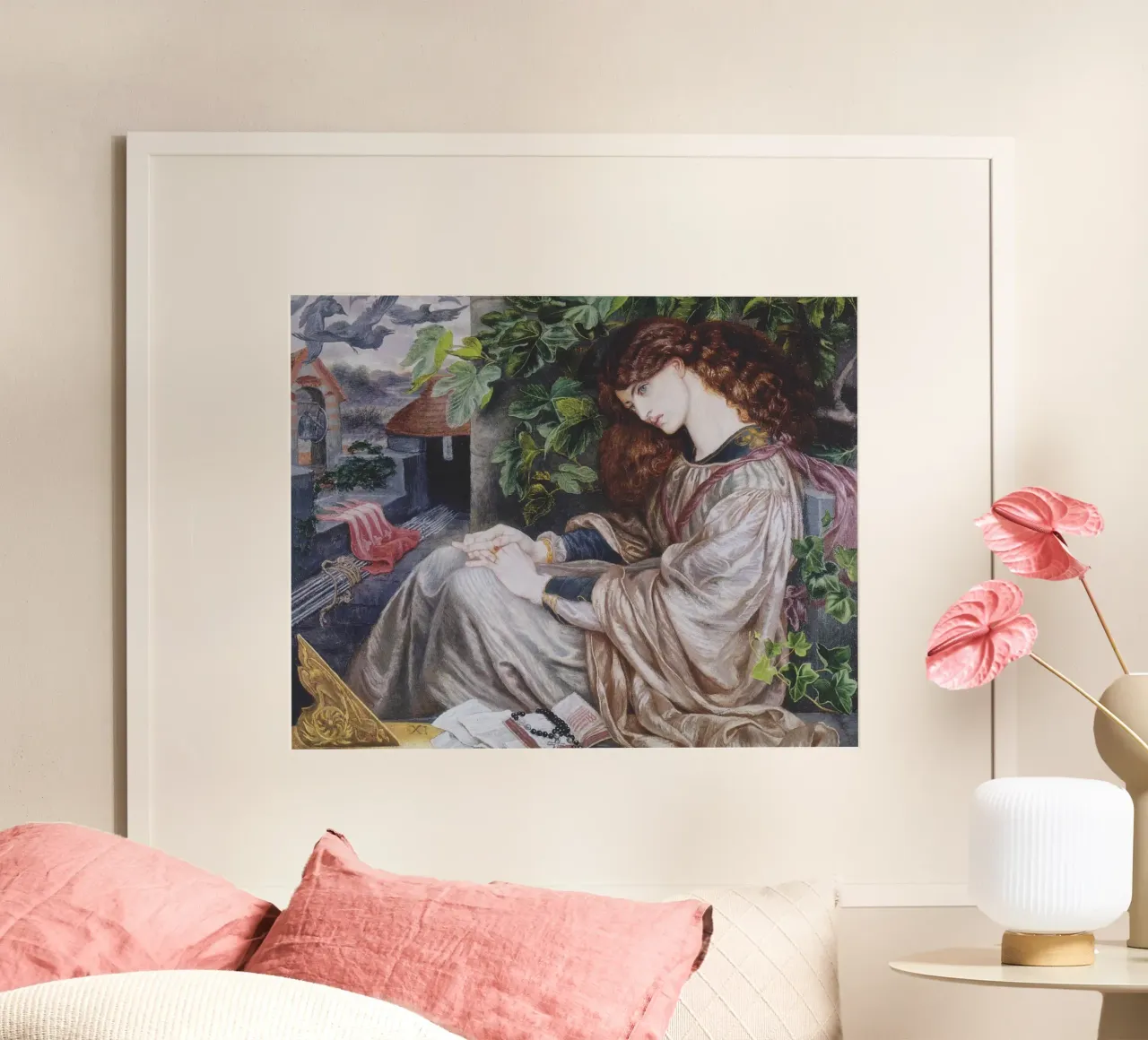 Dante Gabriel Rossetti - Pia de Tolomei poster con telaio in legno da Timeless Artworks