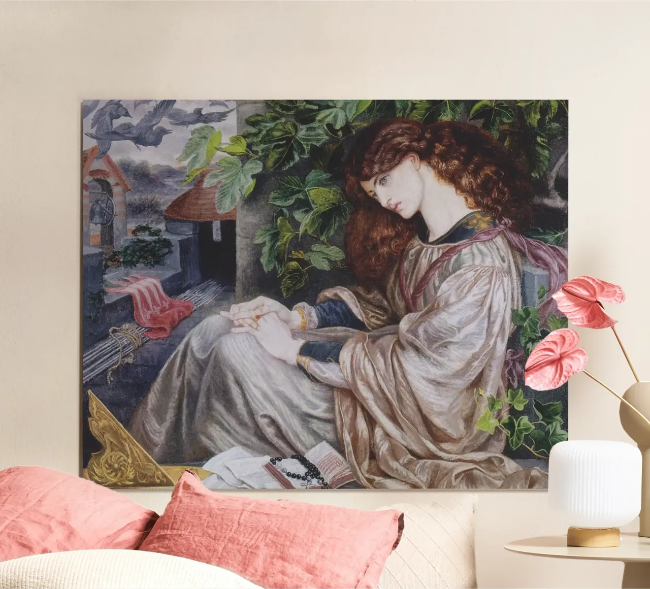 Dante Gabriel Rossetti - Pia de Tolomei poster con telaio in legno da Timeless Artworks