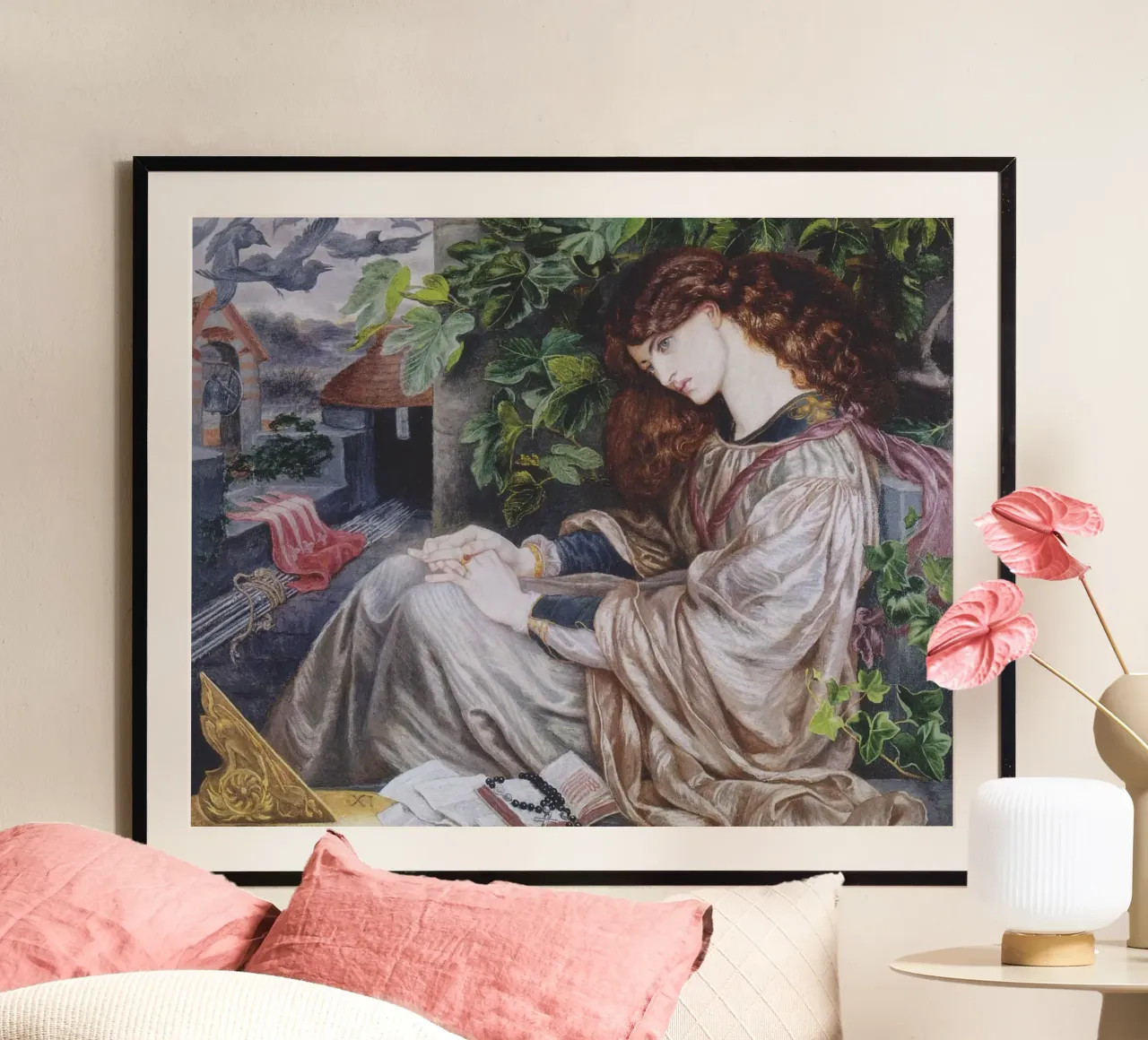 Dante Gabriel Rossetti - Pia de Tolomei poster con telaio in legno da Timeless Artworks