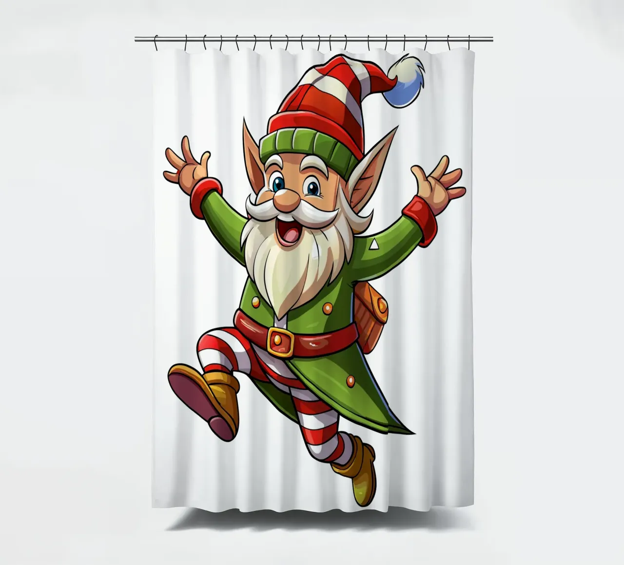 Fröhlicher Weihnachtswichtel Duschvorhang von Artnesia