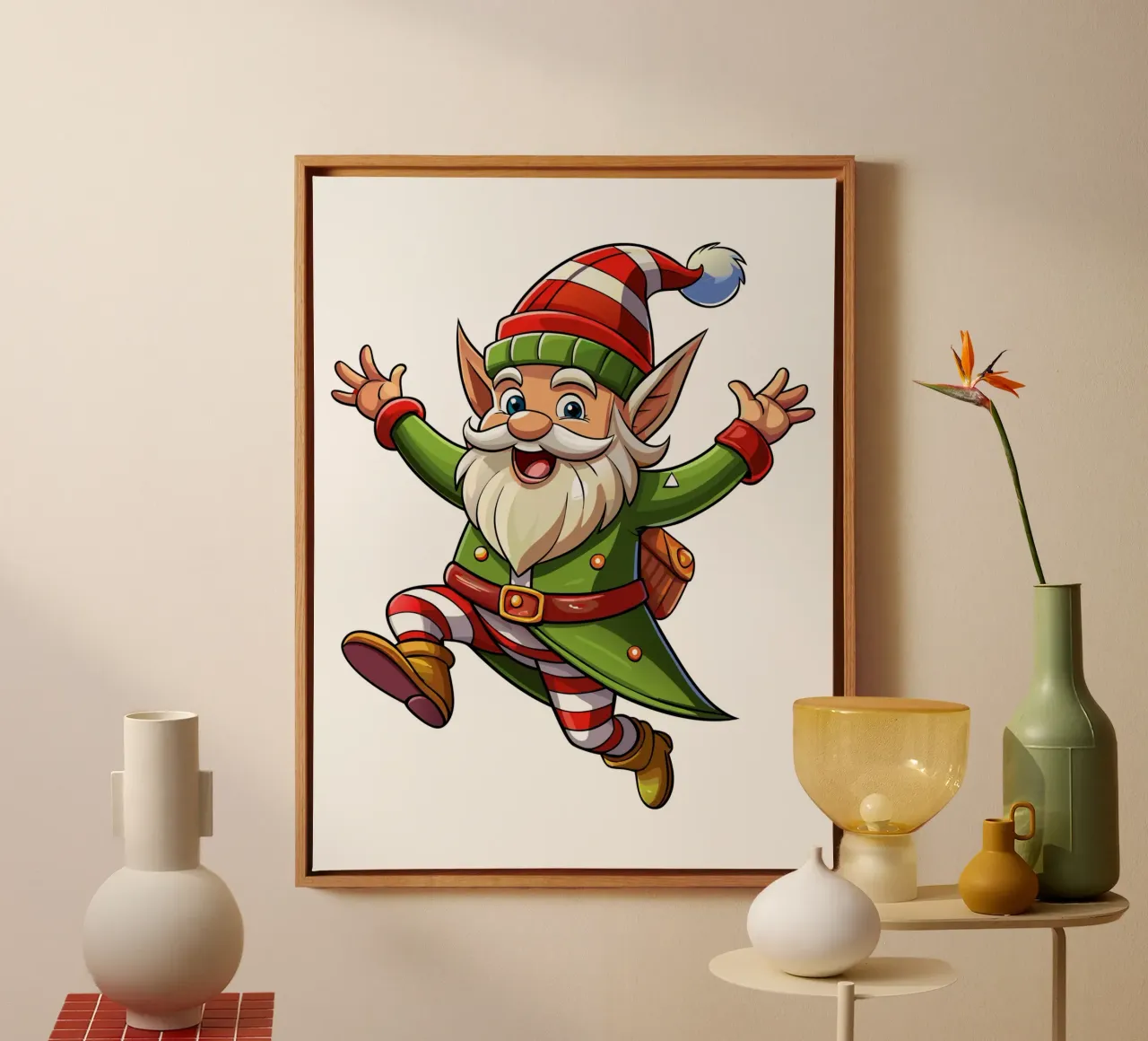 Gnome de Noël joyeux toile de Artnesia