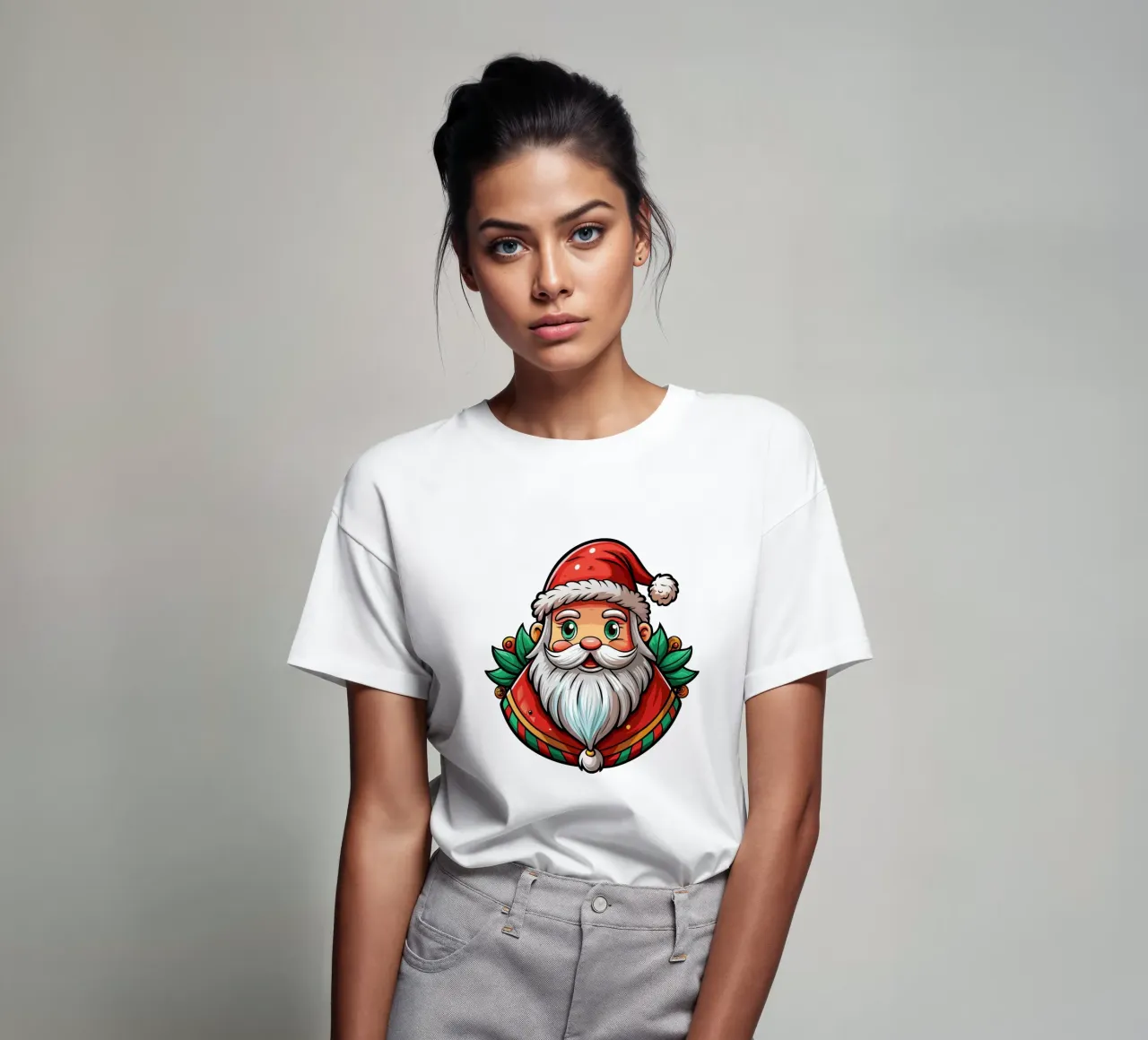 Babbo Natale allegro con accenti di agrifoglio - Auto di Natale t-shirt da Artnesia