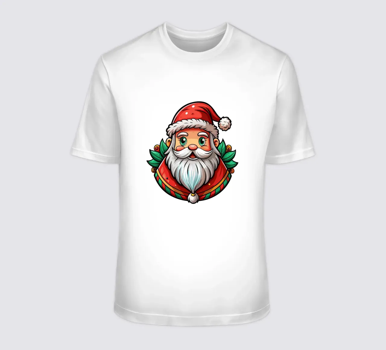Babbo Natale allegro con accenti di agrifoglio - Auto di Natale t-shirt da Artnesia