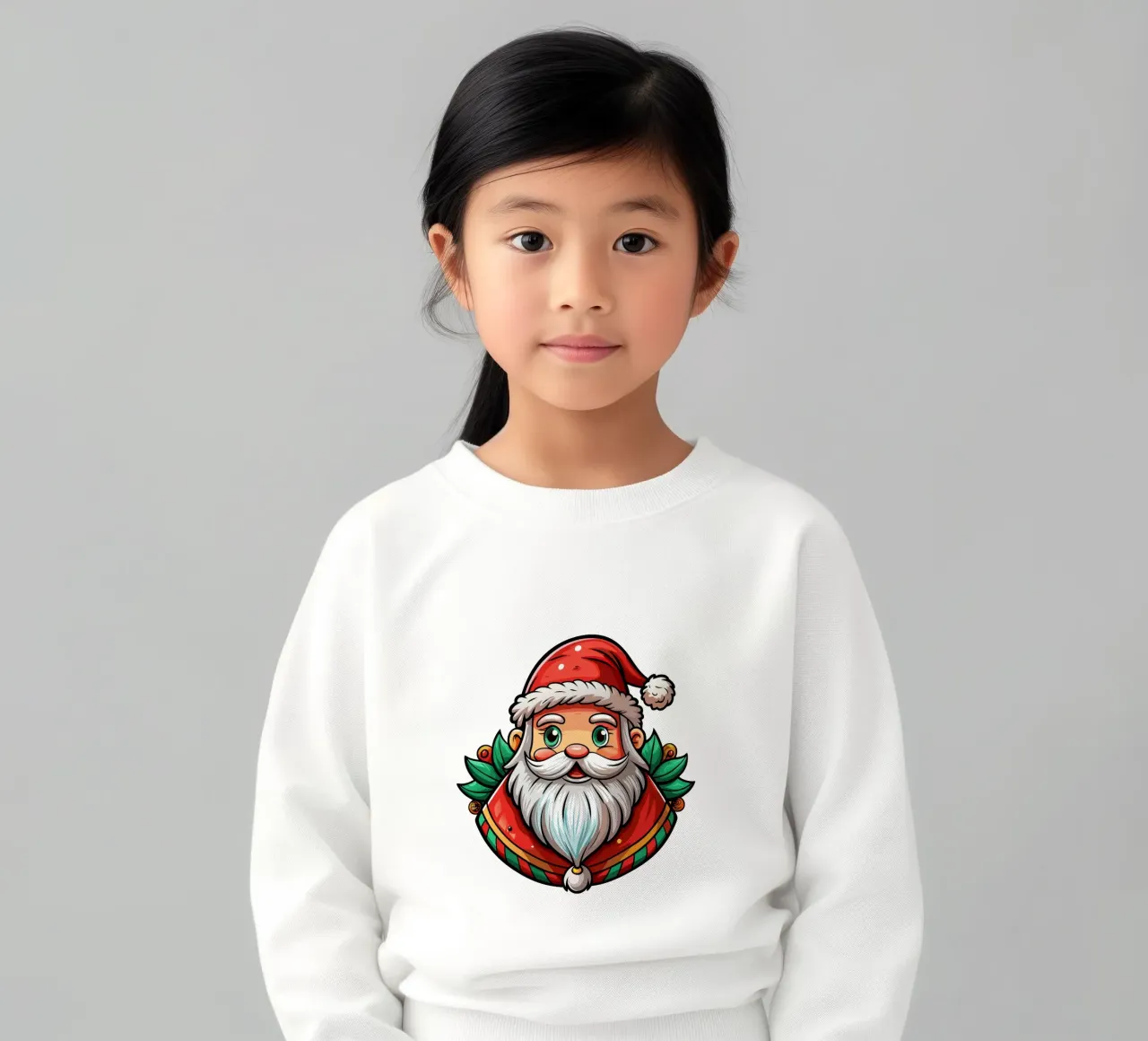 Babbo Natale allegro con accenti di agrifoglio - Auto di Natale felpa bambino da Artnesia