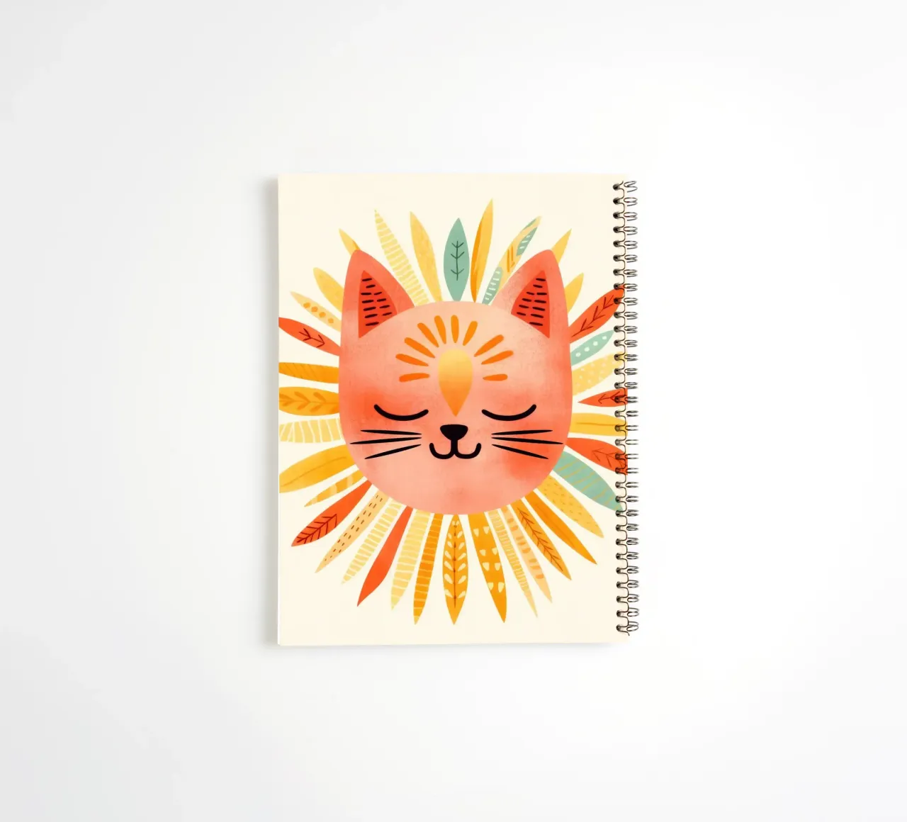 Whimsical Cat Smiling Face spiral notebook by Andrea Haase Modern Home