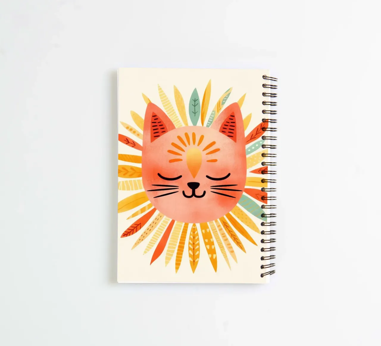 Whimsical Cat Smiling Face spiral notebook by Andrea Haase Modern Home